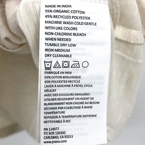 PRANA Women's Ocupas Popover Top Medium Soft White Pintuck Short Sleeve NWT - Picture 10 of 11